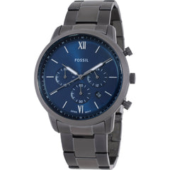 Fossil Men's Watch - Neutra Quartz Chrono Blue Dial Gunmetal Steel Bracelet | FS6111