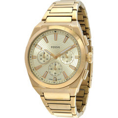Fossil Men's Watch - Everett Quartz Chronograph Gold Tone Dial Steel Bracelet | FS6119