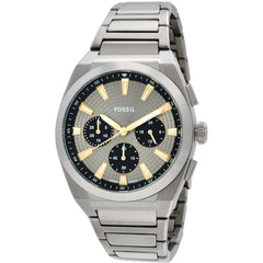 Fossil Men's Watch - Everett Quartz Chrono Grey Dial Silver Tone Bracelet | FS6128