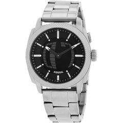 Fossil Men's Watch - Machine Big Tic Quartz Black Dial Silver Tone Bracelet | FS6155