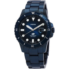 Fossil Men's Watch - Quartz Blue Dial Stainless Steel Bracelet Date Display | FS6166