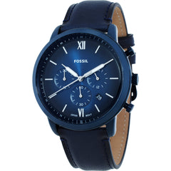 Fossil Men's Watch - Neutra Quartz Chronograph Navy Blue Leather Strap Date | FS6168