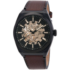 Fossil Men's Watch - Everett Automatic Black Skeleton Dial Leather Strap | ME3207