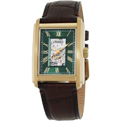 Fossil Unisex Watch - Carraway Automatic Green Dial Brown Croco Leather Strap | ME3271