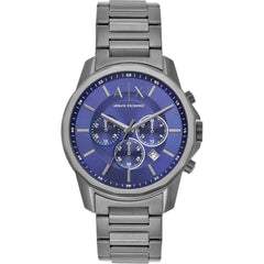 Armani Exchange Men's Watch - Banks Chronograph Blue Dial Gunmetal Bracelet | AX1731