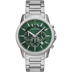 Armani Exchange Men's Watch - Chronograph Green Dial Silver Steel Bracelet | AX1771