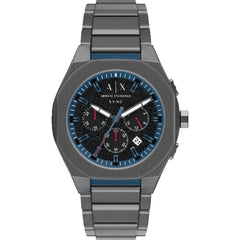 Armani Exchange Men's Watch - Sync Chronograph Black Dial Gunmetal Bracelet | AX4295