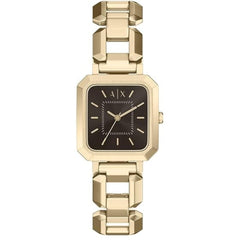 Armani Exchange Women's Watch - Leila Quartz Black Dial Yellow Gold Steel | AX5738