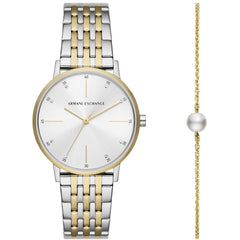 Armani Exchange Women's Watch Set - Lola Silver Dial Two Tone Bracelet | AX7156SET