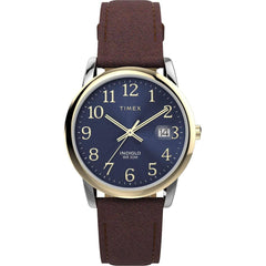 Timex Men's Watch - Easy Reader Quartz Blue Dial Brown Leather Strap | TW2W54500JT