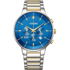 Citizen Men's Watch - Chronograph Blue Dial Two Tone Steel Bracelet | AN8224-51L