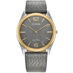 Citizen Men's Watch - Suratto Eco-Drive Grey Dial Grey Leather Strap | AR3124-07H