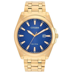 Citizen Men's Watch - Eco-Drive Blue Dial Yellow Gold Steel Bracelet | BM7532-54L