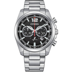 Citizen Men's Watch - Chronograph Black Dial Silver Tone Steel Bracelet | CA4640-50E