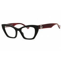 Gucci Women's Eyeglasses - Shiny Black/Vibrant Red Acetate Cat Eye Frame | GG1334O 004