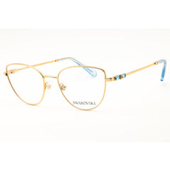 Swarovski Women's Eyeglasses - Shiny Gold/Blue Metal Cat Eye Full Rim | SK1007 4021