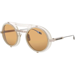 Bugatti Unisex Sunglasses - Bone/Gold Acetate/Metal Round Full Rim Frame | 52 BNE/WG