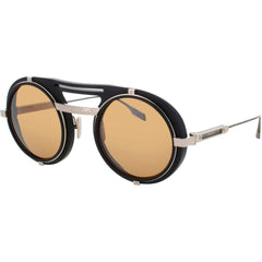 Bugatti Unisex Sunglasses - Matte Black/Gold Acetate/Metal Round Frame | 52 MBK/WG