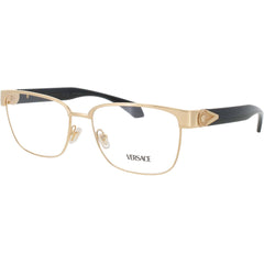 Versace Men's Eyeglasses - Gold Metal Rectangular Shape Full Rim Frame | 0VE1306 1002