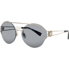 Versace Women's Sunglasses - Pale Gold Metal Round Shape Half Rim Frame | 0VE2184 1252