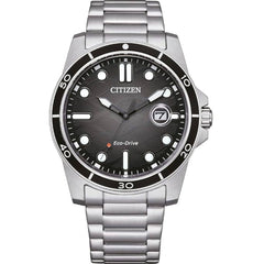 Citizen Men's Watch - Marine 1810 Eco-Drive Black Dial Silver Bracelet | AW1816-89E