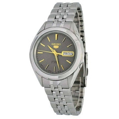 Seiko Men's Watch - 5 Day-Date Automatic Grey Dial Silver Tone Bracelet | SNKL19J1