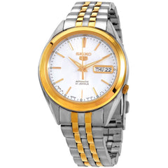 Seiko Men's Watch - 5 Day-Date Automatic White Dial Two Tone Bracelet | SNKL24J1