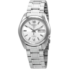 Seiko Men's Watch - 5 Day-Date Automatic Silver Tone Dial Steel Bracelet | SNKL51K1