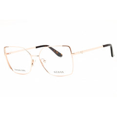 Guess Women's Eyeglasses - Shiny Rose Gold Metal Rectangular Full Rim | GU50223 028