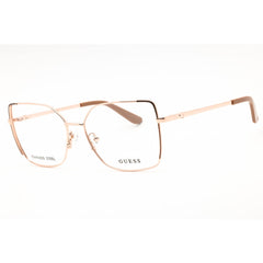 Guess Women's Eyeglasses - Beige/Rose Gold/Brown Metal Rectangular Frame | GU50223 059