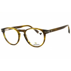 Lacoste Men's Eyeglasses - Striped Khaki Acetate Round Full Rim Frame | L2966N 275