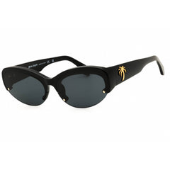 Palm Angels Unisex Sunglasses - Black Acetate Cat Eye Half Rim Frame | PALMDALE 1007