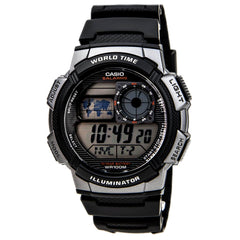 Casio Men's Digital Watch - World Time Grey Dial Resin Strap | AE1000W-1B
