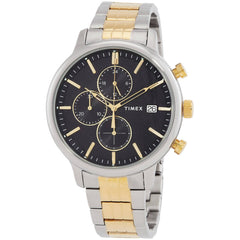 Timex Men's Watch - Chicago Quartz Chrono Black Dial Two Tone Bracelet | TW2W13300VQ
