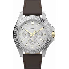 Timex Women's Watch - Kaia Quartz Silver Tone Dial Brown Leather Strap | TWH6Z6110VQ