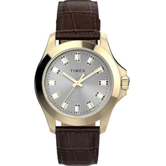 Timex Women's Watch - Kaia Quartz Yellow Gold Case Brown Leather Strap | TWH6Z6410VQ