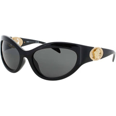 Versace Women's Sunglasses - Black/Gold Acetate Cat Eye Shape Frame | 0VE4485-GB1/8759
