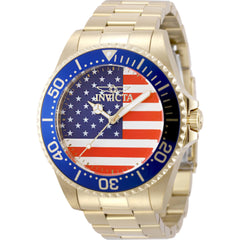 Invicta Men's Watch - Pro Diver Red/White/Blue Dial Yellow Gold Steel Bracelet | 50416