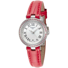 Tissot Women's Watch - Bellissima White MOP Dial Red Leather Strap | T1260106611300