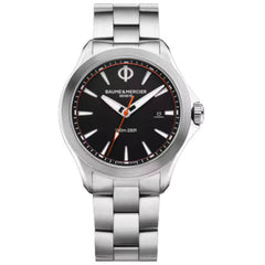 Baume & Mercier Men's Watch - Clifton Club Black Dial Silver Bracelet | M0A10412