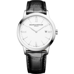 Baume & Mercier Men's Watch - Classima White Dial Black Leather Strap | M0A10414