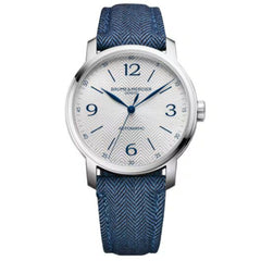Baume & Mercier Men's Watch - Classima Automatic Silver Dial Blue Strap | M0A10707