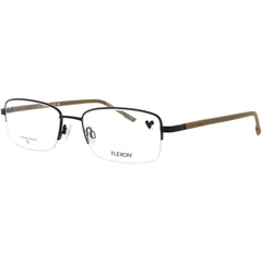 Flexon Men's Eyeglasses Frame - Rectangular Satin Black Metal Half Rim | H6079 004