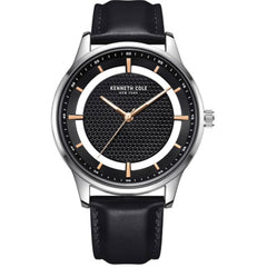 Kenneth Cole KCWGA2185503 Men's Quartz Watch Black Dial Leather Strap