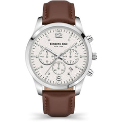 Kenneth Cole KCWGF2175001 Men's Chronograph Watch Silver Steel White Dial 44mm