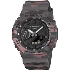 Casio G-Shock GA-2100CM-8A Gray Camouflage Analog-Digital Watch, 200M Water Resistant