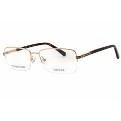 Guess Men's Eyeglasses - Pale Gold Metal Rectangular Half Rim Frame | GU50044 032