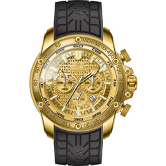 Invicta 50317 Speedway Men's Quartz Watch 52mm Gold Dial Black Silicone