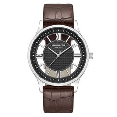 Kenneth Cole KCWGA0000470 Men's Quartz Watch Black Dial Brown Leather Strap