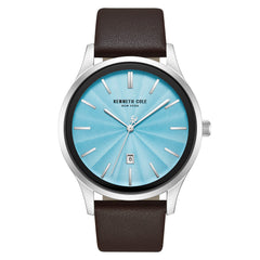 Kenneth Cole KCWGB0000270 Men's Quartz Watch Blue Dial Brown Leather Strap